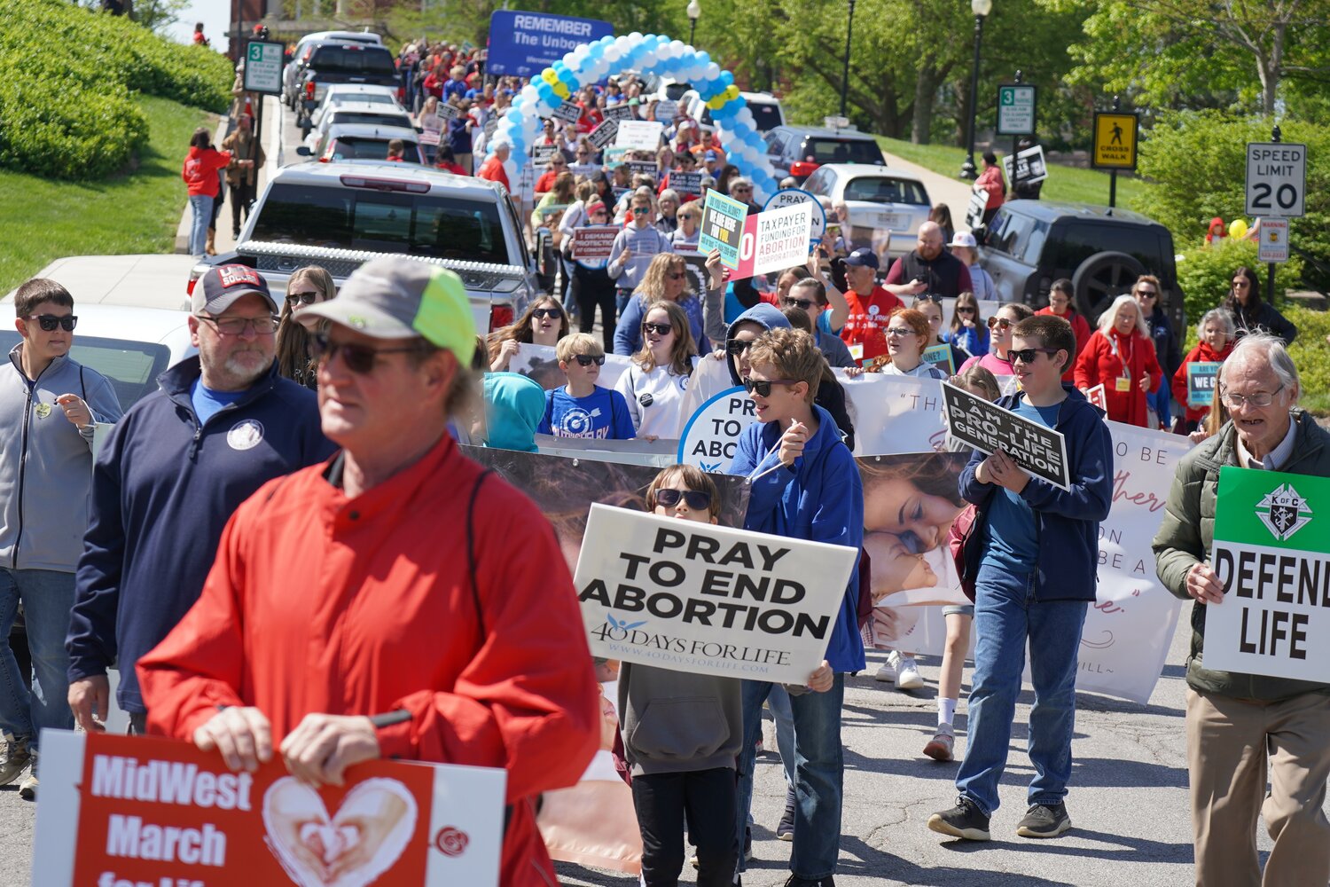 Participants in the 2023 MidWest March for Life begin their journey through the streets of downtown Jefferson City during the April 26 event on the grounds of the Missouri State Capitol.